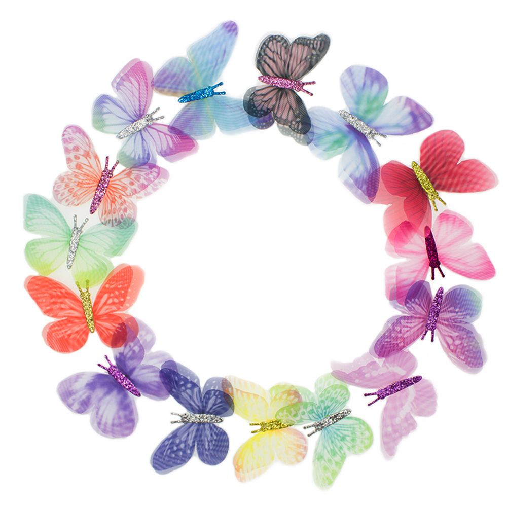 20 Pcs Double Layer Butterfly Appliques, Translucent Organza