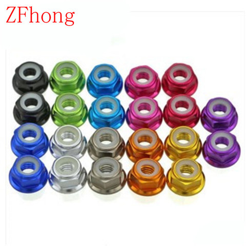 10pcs M2 M3 M4 M5 M6 Red/black/ blue/ light blue/ orange/ golden/purple/pink/sliver/grey Anodized Aluminum Flange Nylon Lock Nut ► Photo 1/5