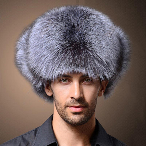 Naiveroo High Quality Mens Faux Fox Fur Winter Hats Lei Feng Hat With Ear Flaps Warm Snow Caps Russian Thicken Hat Bomber Cap ► Photo 1/6