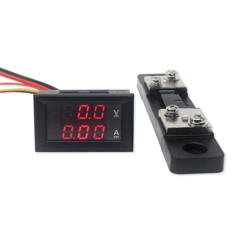 Mini 2 in 1 DC 0-100V/50A Voltmeter Ammeter LED Voltage Detector Current Monitor Meter Ampermeter With 50A Shunt Resistor ► Photo 1/6