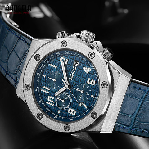 BAOGELA Men's New Quartz Watches 2022 Waterproof Chronograph Casual Luminous Wrist Watch Man Leather Strap Relogios 1805 Blue ► Photo 1/6