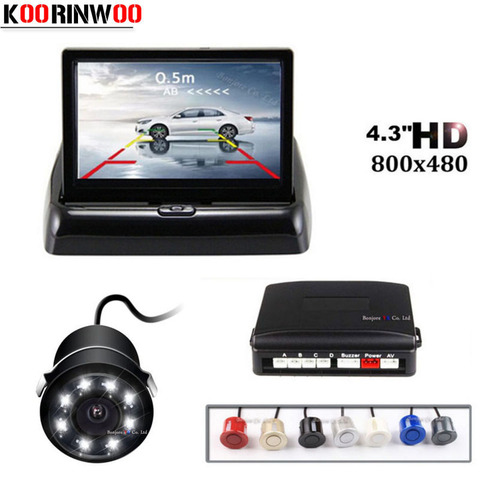 Koorinwoo Parktronic Car Parking Sensors Night vision 8 LEDs Lights Car Rear view Camera 4.3 Inch Folding Monitor Screen Digital ► Photo 1/6