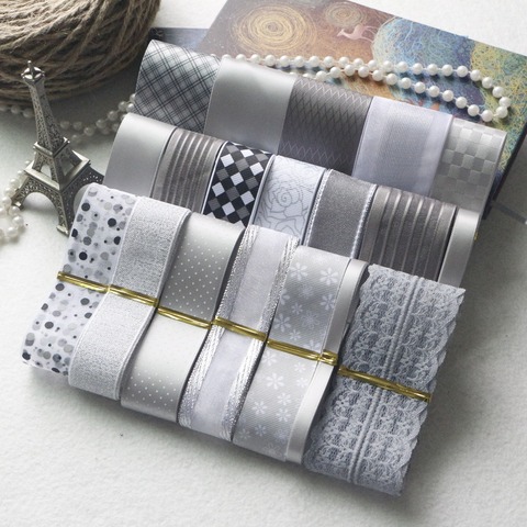 NEW STYLE! DIY Ribbon Set---Gray & Silver Color Mix Ribbon Set ( total 21 yards) ► Photo 1/3