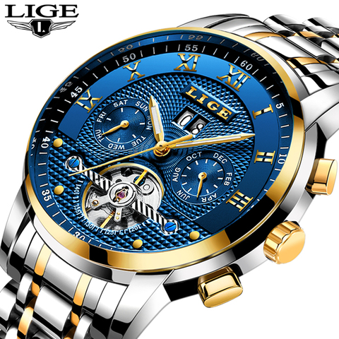 Relogio Masculino LIGE Mens Watches Top Brand Luxury Automatic Mechanical Watch Men Full Steel Business Waterproof Sport Watches ► Photo 1/6