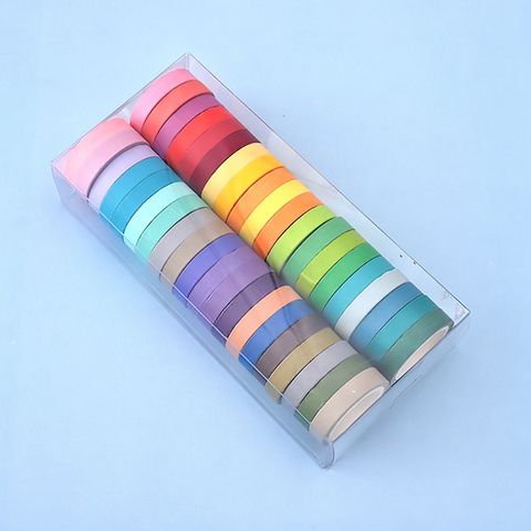 40Pcs/box Rainbow Solid Color Japanese Masking Washi Sticky Paper Tape Adhesive Printing DIY Scrapbooking Deco Washi Tape ► Photo 1/6