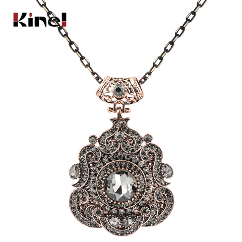 Kinel Bohemia Ethnic Necklace For Women Antique Gold Gray Crystal Statement Pendant Necklace Vintage Jewelry 2022 New Style ► Photo 1/6