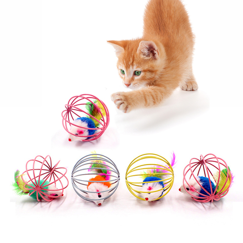 1pc Cat Toy Stick Feather Wand With Bell Mouse Cage Toys Plastic Artificial Colorful Cat Teaser Toy Pet Supplies Random Color ► Photo 1/6