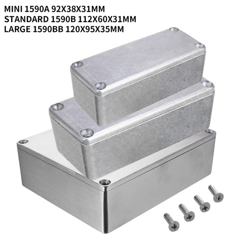 1pcs Silver Aluminium Enclosure Instrument Case Electronic Diecast Stompbox Project Electronic Project Box with 4 Steel Screws ► Photo 1/6