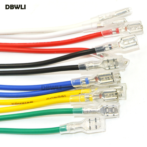 12Pcs  6.3mm 4.8mm 2.8mm Female Spade Crimp Terminals with red green blue yellow white black Wire cable ► Photo 1/4