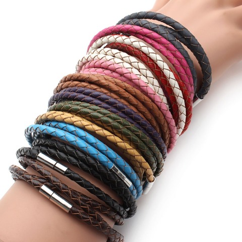 Xinyao Fashion 100% Genuine Braided Leather Bracelet Men Women Magnetic Clasps Charm Bracelets Pulseras Male Female Jewelry ► Photo 1/5