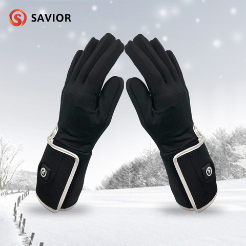 SAVIOR Winter Electric Heated Gloves Liner w/ Rechargeable Battery