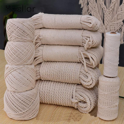 1/2/3/4/5/6/8/10mm Diameter Durable Beige Cotton Rope Twisted Cord Craft Macrame String DIY Home Textile Tying Thread Many Size ► Photo 1/6