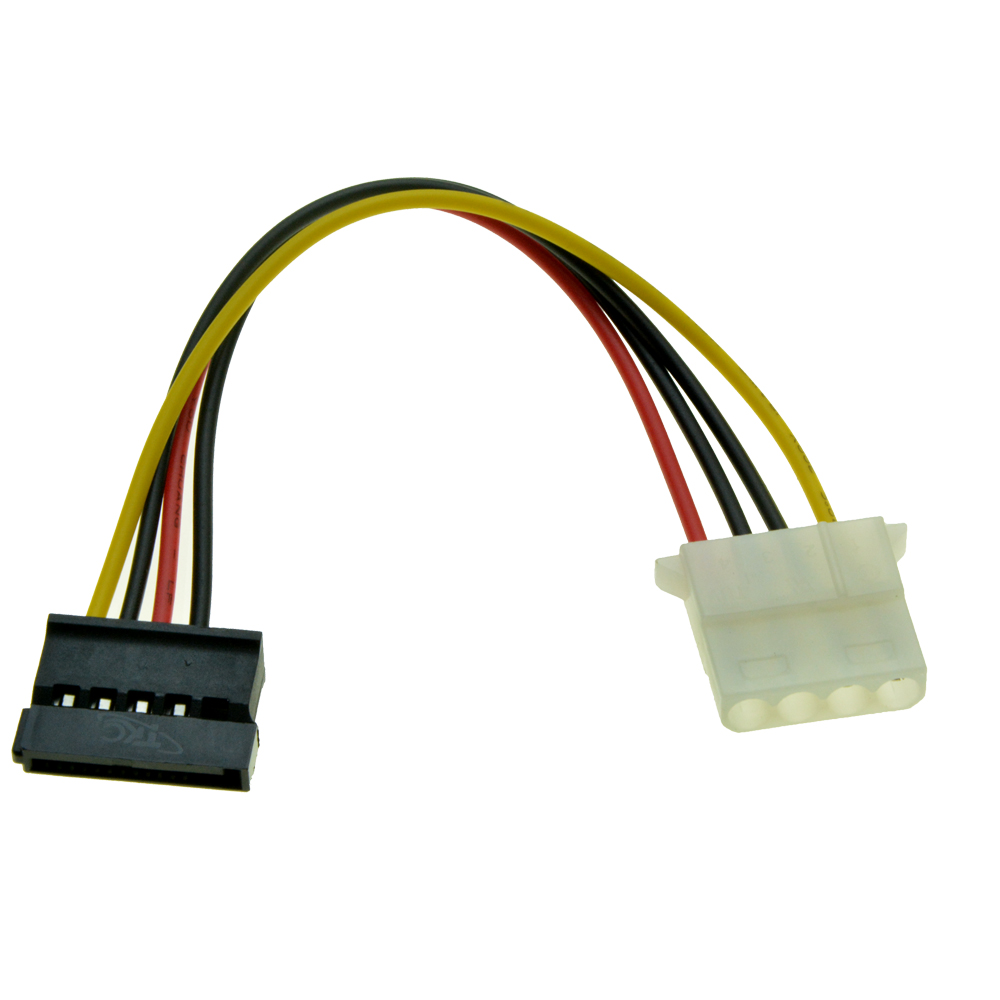 IDE Female 4 Pin Molex to SATA Female 15 Pin 90 Degree HDD Power Adapter Cable 