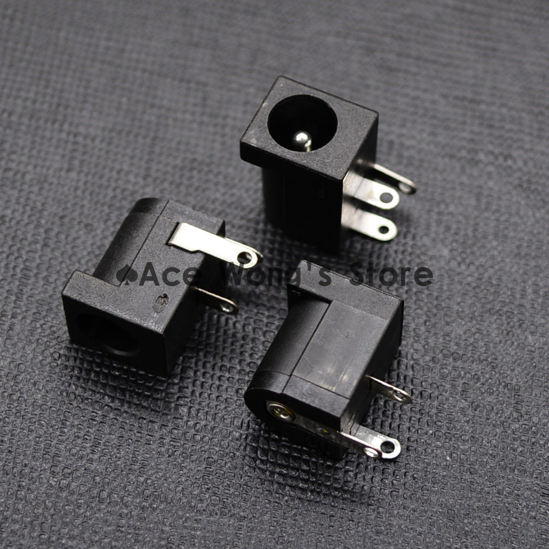 10Pcs DC-005 Black Power Jack Socket Connector 5.5*2.1mm Socket Round The Needle 