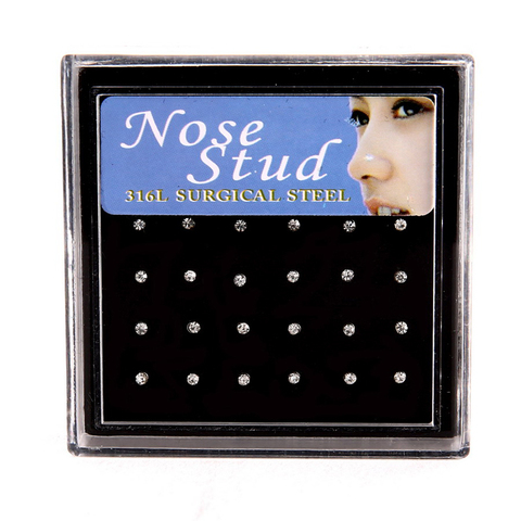 24 Pieces/Pack Nose Ring Set Women Girl Rhinestone Stainless Surgical Steel Piercing Crystal Nose Stud Lot Body Jewelry ► Photo 1/4