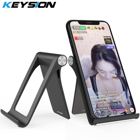 KEYSION Live Phone Holder Stand for iPhone 11 Pro Max XR XS Foldable Mobile Phone Stand for Samsung Desk Tablet Stand for Xiaomi ► Photo 1/6