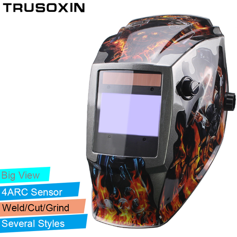 Pro Rechangeable Battery 4 Arc Sensor Solar Auto Darken/Shading Grinding Tig Arc Big View Welding helmet/Welder Goggle/Mask/Cap ► Photo 1/6