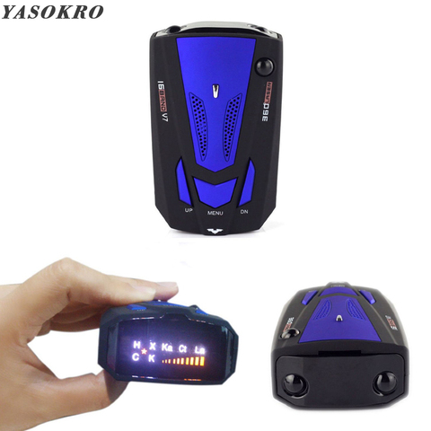YASOKRO Car Radar Detector English Russian Auto 360 Degree Vehicle V7 Speed Voice Alert Alarm Warning 16 Band LED Display ► Photo 1/6