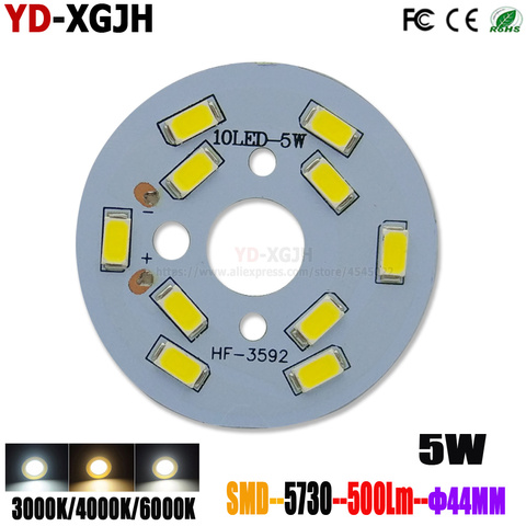 10P LED PCB Light board Installed SMD 5730 LED Chips Aluminum Lamp plate 5W 44mm Warm/Natural/White for Crystal Light Bulb DIY ► Photo 1/6