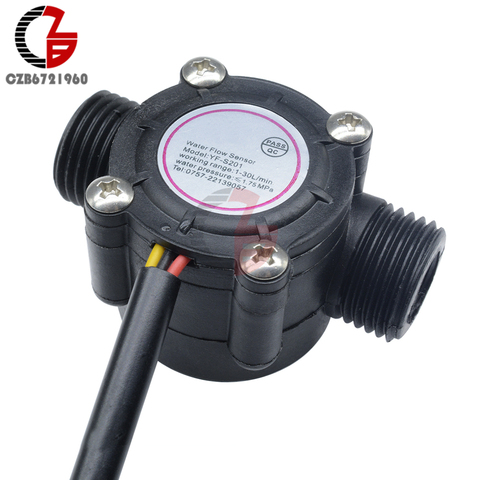 12V Water Flow Sensor DC 5-18V Flowmeter Hall Flow Sensor Water Control Liquid Flow Sensor Switch 1-30L/min 2.0MPa YF-S201 ► Photo 1/6