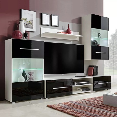 Vidaxl Wall Mounted Tv Stand With Led Light 5pcs Cabinet Standing Shelf Decoration Storage Alitools - Tv Cabinet Wall Shelf