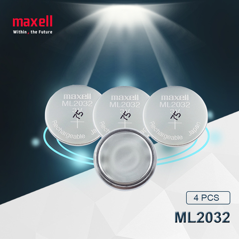 4pc Maxell Original ML2032 3V Rechargeable lithium battery button cell button batteries (ML2032) ► Photo 1/4