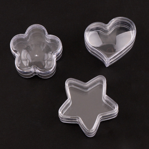 10Pcs Transparent Plastic Empty Storage Boxes  Flower Star Heart Container Nail Art Rhinestone Bead Gems Case ► Photo 1/6