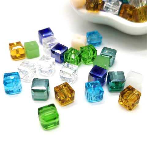 6mm Crystal Glass Beads Accessories For Jewelry Making, Square Shape Crystal Cube Glass Beads,20 pcs/lot ► Photo 1/6