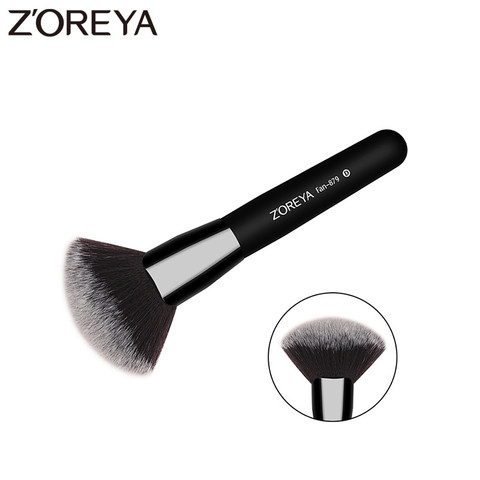 ZOREYA Brand Black Fan Shape Powder Makeup Brushes Classic Wooden Handle Comfortable Dense Fiber Hair Make Up Tools ► Photo 1/6