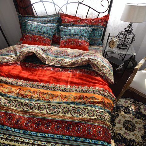 3Pcs Bohemia Retro Printing Bedding Ethnic Vintage Floral Duvet Cover Boho Bedding 100% Brushed Cotton Bedding Sets ► Photo 1/6