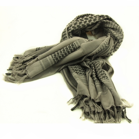 100% Cotton Grey Arab Keffiyeh Shemagh Scarf Shawl Military Tactical Scarves Desert Thickened Hijab Square Windproof Bandanas ► Photo 1/6