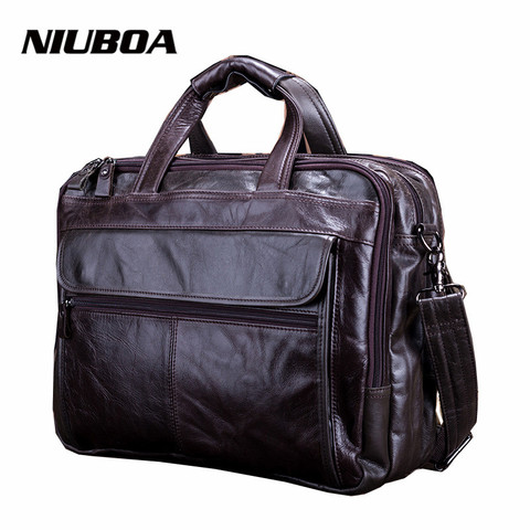 Fashion Genuine Leather Men Bag 100% Natural Cowhide Shoulder Bag Messenger Pack Causal Handbag Male Laptop Briefcase ► Photo 1/6