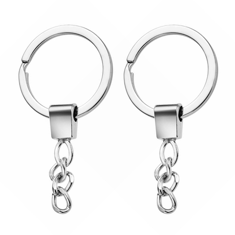 10pcs/lot Polished Silver Color 30mm Keyring Keychain Split Ring With Short Chain Key Rings Women Men DIY Key Chains Accessorie ► Photo 1/6