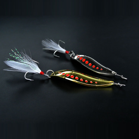 Metal Spinner Spoon Fishing Bass Lure Hard Baits Sequins Noise Paillette Feather Treble Hook Tackle 10/15/20/25/30g ► Photo 1/6