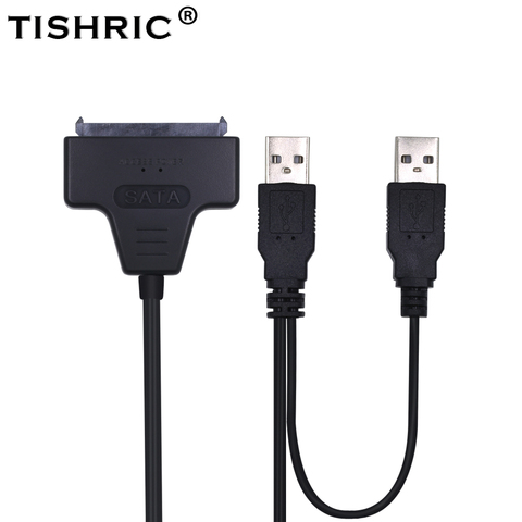 TISHRIC 2022 Hot SATA to USB 2.0 To 7 15 22pin Adapter Cables External Power For 2.5'' Ssd Hdd Hard Disk Drive Converter ► Photo 1/6