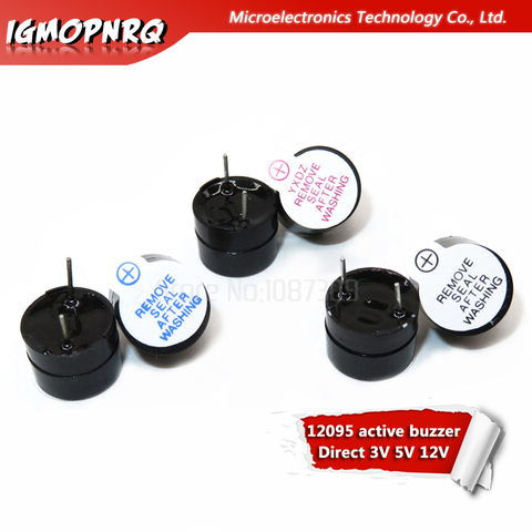 10pcs 12095 active buzzer Direct 3V 5V 12V long voice 12*9.5MM diameter 12MM black red blue label ► Photo 1/1