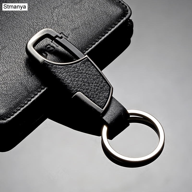 New Men's Genuine Leather Strap Waist Hanging Keyring Keychain Car Ring Key Fob 