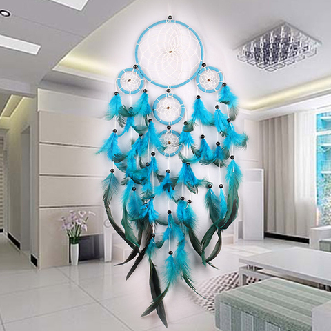 Handmade Indian Dream Catcher Hanging with Rattan Bead Feathers Wall Car  Decoration Ornament Dreamcatcher ► Photo 1/6