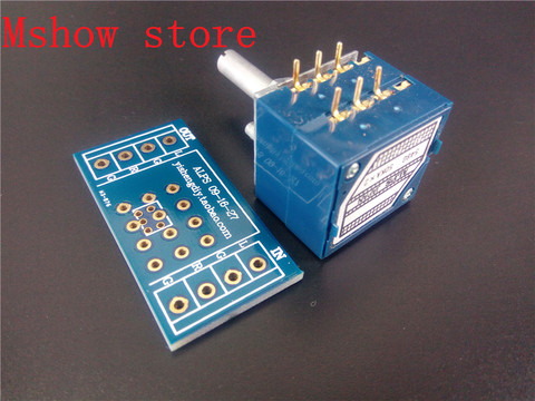Mshow Japan ALPS Volume control 27 type Dual potentiometer 10K 50k 100K RK27 Round shaft With adapter PCB ► Photo 1/4