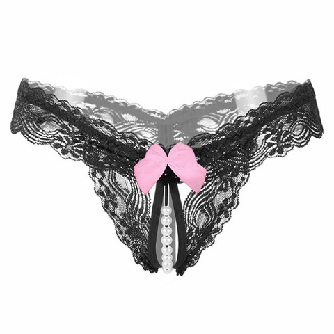 Womens Rose Thong T-back G-string Beaded Panties Lingerie Crotchless  Underwear