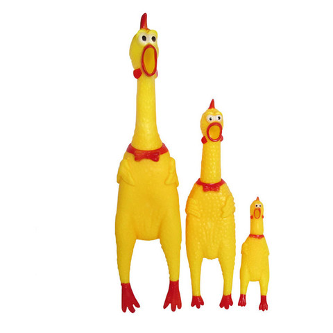 17CM Yellow Screaming Chicken Pet Dog Toy Squeak Squeaker Chew Rubber Decrease Stress Prank Toys Pet Supplies 1pcs ► Photo 1/5