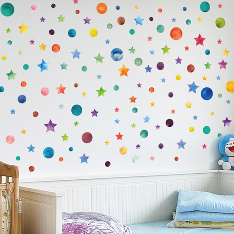 Rainbow color Dots Star Wall Sticker For Kids Room Children Home Decor Decals creative removable Living Room DIY Vinyl Stickers ► Photo 1/6