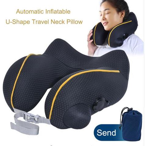 U-Shape Automatic Inflatable Travel Pillow Neck Pillow Car Air Inflatable Pillows Neck Cushion Travel Headrest Folding Portable ► Photo 1/6