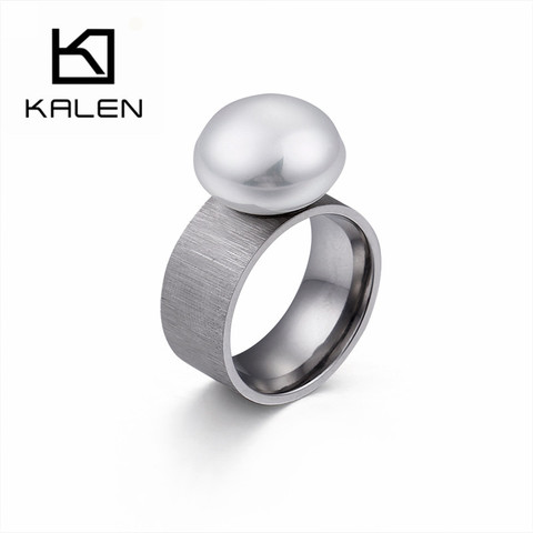 KALEN Fashion Stainless Steel Rings For Women Trendy Jewelry Gold Color Black Romantic Imitation Pearl Charm Finger Rings 2022 ► Photo 1/6