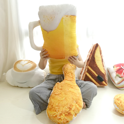 Drop shipping Simulation Food Shape Plush Pillow Creative Cake Coffee Beer Plush Toys Stuffed Cushion Home Decor Gifts for Kids ► Photo 1/6