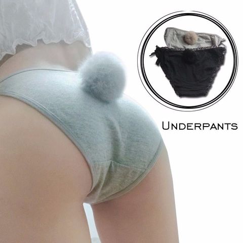 Women Sexy Side Tie Close Panties Cute Rabbit Tail Cotton Briefs Underwear ► Photo 1/6