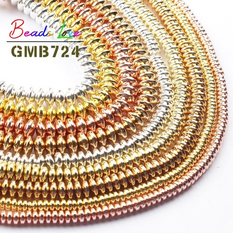 Natural Rose Gold Silver Plated Hematite Stone Rondelle Spacer Beads for Jewelry Making 4 6 8mm Diy Bracelet Wholesale 15 Inches ► Photo 1/6