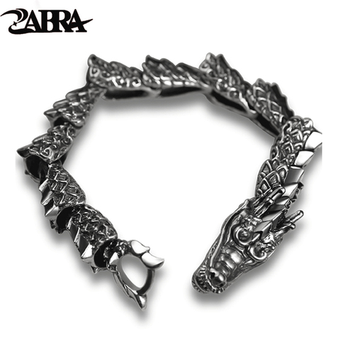 ZABRA Luxury Pure 925 Sterling Silver Dragon Bracelet For Men Vintage Punk Rock Biker Spring Buckle Man Bracelets Jewelry ► Photo 1/6