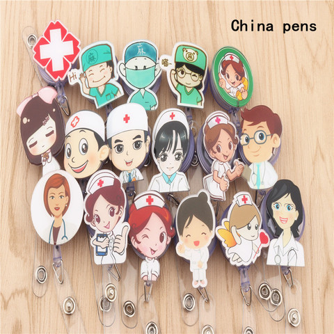 High quality 1pcs Doctors nurse Office Retractable Pull Badge ID Lanyard Name Tag Card Badge Holder Key Ring Chain Clips ► Photo 1/6