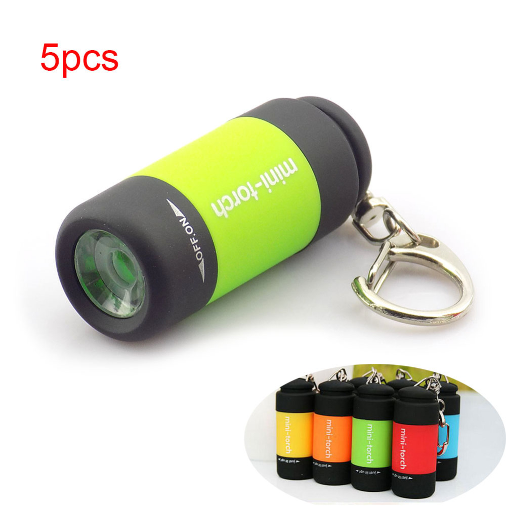 5pcs Mini LED Light USB Rechargeable Torch Flashlight Lamp Pocket Keychain Torch